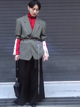 「MYne（マイン）のアイテム（ジャージ）」を使った、ko-kiさん（メンズ・171cm）の春コーディネート