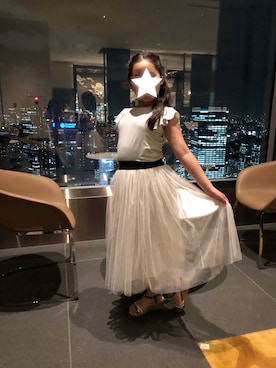 「enchante petit（アンシャンテプティ）のアイテム（Tシャツ/カットソー）」を使った、まるぴさん（レディース・165cm）の夏コーディネート