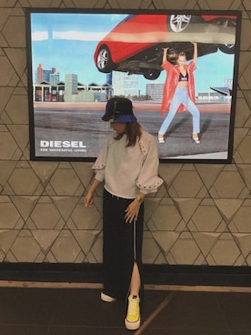 「DIESEL（ディーゼル）のアイテム（ハット）」を使った、juraさん（レディース・150cm）の夏コーディネート