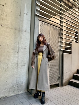「ブラウンコーデ」｜「アイテム（トレンチコート）」を使った、立崎 彩香さん（レディース・158cm）の夏コーディネート