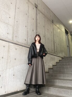 「秋冬」｜「アイテム（ムートンコート）」を使った、立崎 彩香さん（レディース・158cm）の秋コーディネート