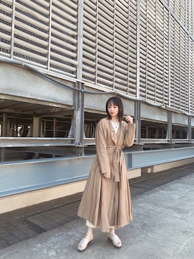 「アイテム（その他アウター、ブラウン系）」を使った、立崎 彩香さん（レディース・158cm）の春コーディネート