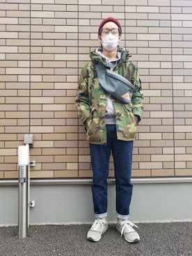 「VINTAGE（ヴィンテージ）のアイテム（マウンテンパーカー）」を使った、やからさん（メンズ・173cm）の冬コーディネート