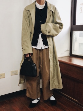 「UNIQLO（ユニクロ）のアイテム（ステンカラーコート）」を使った、sakanaさん（レディース・165cm）の春コーディネート