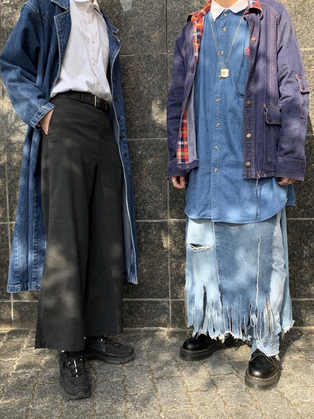「大人カジュアル、ビッグシルエット、お洒落さんとつながりたい、デニム、デニムオンデニム、シミラールック、おそろいコーデ、古着、カジュアル、ootd」｜「かざまくんのアイテム（その他、ブルー系）」を使った、ミズキさん（メンズ・175cm）の冬コーディネートの1枚目の写真