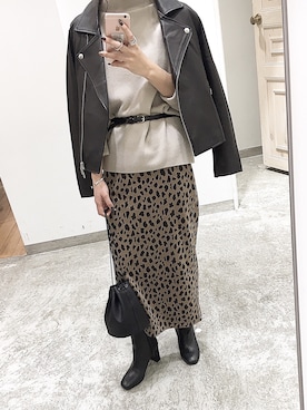 「URBAN RESEARCH（アーバンリサーチ）のアイテム（ライダースジャケット）」を使った、Reinaさん（レディース・155cm）の冬コーディネート