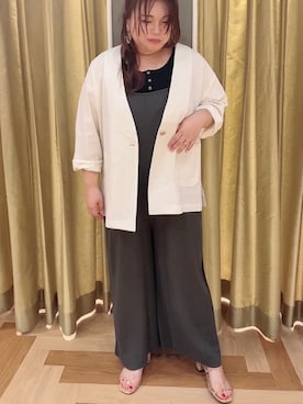 「ぽっちゃりコーデ」｜「アイテム（ジャケット/アウター、ホワイト系）」を使った、Satsuki❤︎❤︎さん（レディース・159cm）の夏コーディネート
