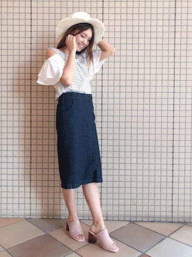 「laboratory work（ラボラトリーワーク）のアイテム（帽子）」を使った、laboratory work みょんさん（レディース・158cm）の春コーディネート