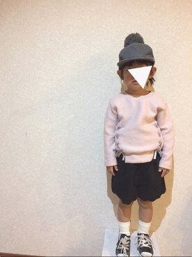 「スカラップ」｜「アイテム（キャップ）」を使った、n＊さん（キッズ・100cm）の秋コーディネート