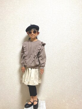 「秋のカフェオレコーデ」｜「アイテム（ハンチング/ベレー帽）」を使った、n＊さん（キッズ・120cm）の秋コーディネート