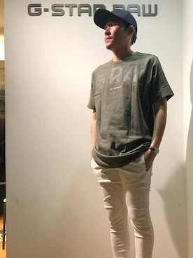 「G-STAR RAW（ジースターロゥ）のアイテム（帽子）」を使った、G-Star RAWさん（メンズ・175cm）の夏コーディネート