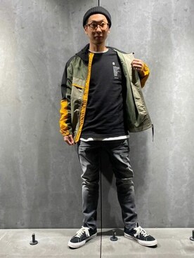 「G-STAR RAW（ジースターロゥ）のアイテム（ミリタリージャケット）」を使った、G-Star RAWさん（メンズ・177cm）の夏コーディネート