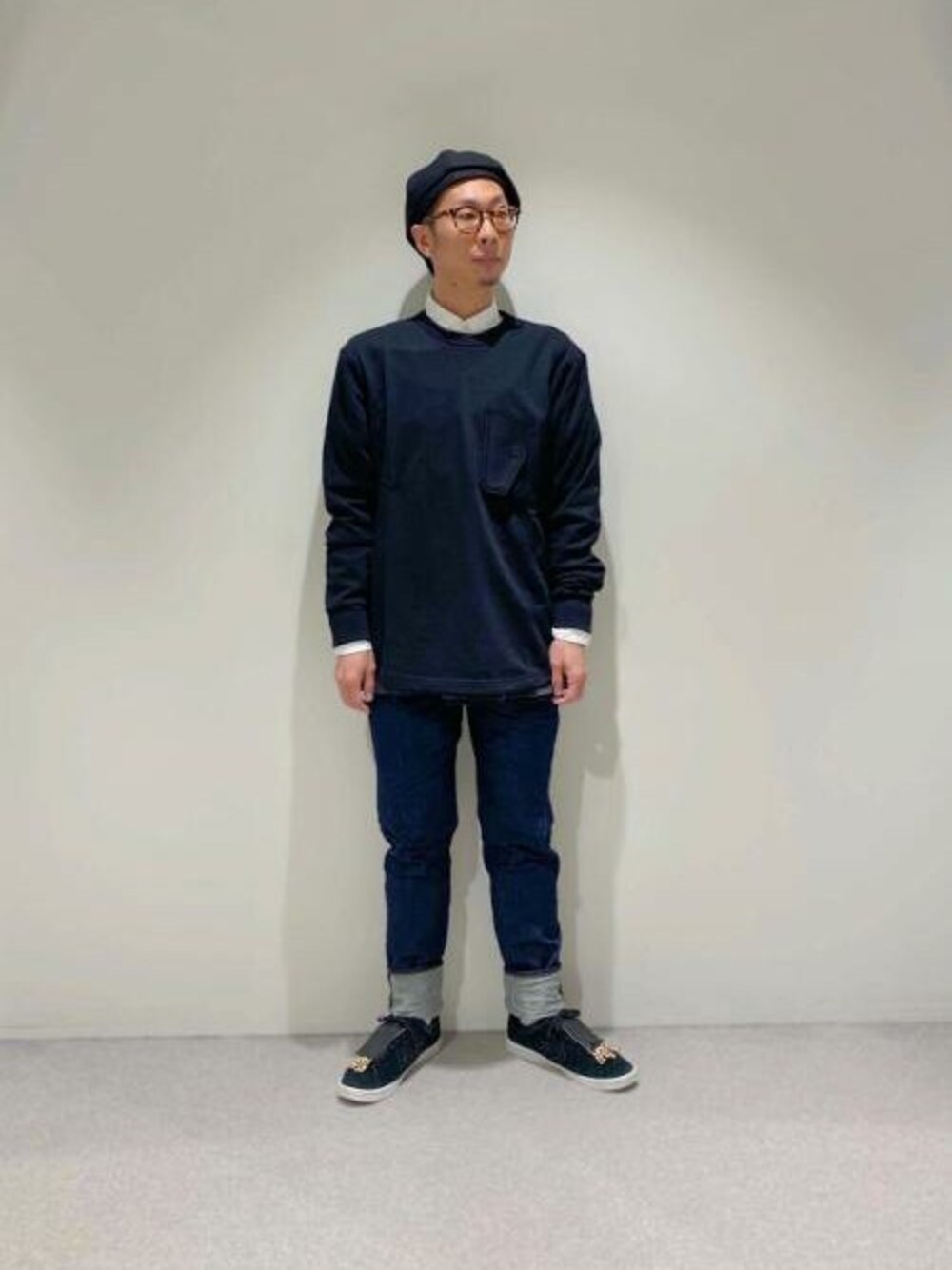 「スウェット、デニム、カジュアル、シンプル、秋のコーデ、キャスケット、きれいめカジュアル、新作、シャツスタイル、G-STAR RAW(G-STAR RAW)」｜「G-STAR RAWのScutar 3D Slim Tapered（デニムパンツ、ブルー系）」を使った、G-Star RAWさん（メンズ・178cm）の夏コーディネートの1枚目の写真
