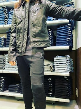 「G-STAR RAW（ジースターロゥ）のアイテム（ライダースジャケット）」を使った、G-Star RAWさん（メンズ・168cm）の秋コーディネート