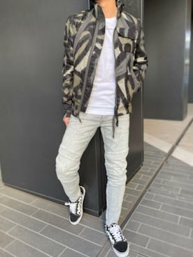 「G-STAR RAW（ジースターロゥ）のアイテム（ミリタリージャケット）」を使った、G-Star RAWさん（メンズ・169cm）の冬コーディネート