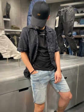 「G-STAR RAW（ジースターロゥ）のアイテム（帽子）」を使った、G-Star RAWさん（メンズ・169cm）の春コーディネート