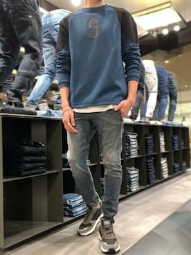 「G-STAR RAW（ジースターロゥ）のアイテム（スウェット）」を使った、G-Star RAWさん（メンズ・175cm）の秋コーディネート