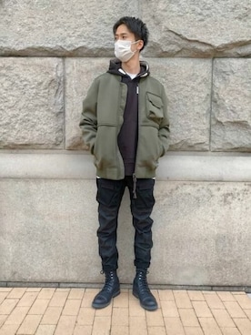 「G-STAR RAW（ジースターロゥ）のアイテム（ミリタリージャケット）」を使った、G-Star RAWさん（メンズ・181cm）の秋コーディネート