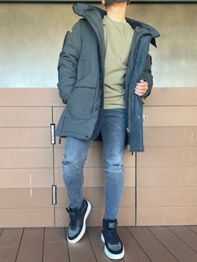 「G-STAR RAW（ジースターロゥ）のアイテム（ミリタリージャケット）」を使った、G-Star RAWさん（メンズ・169cm）の冬コーディネート