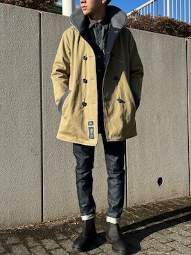 「リバーシブル」｜「アイテム（ミリタリージャケット）」を使った、G-Star RAWさん（メンズ・175cm）の冬コーディネート