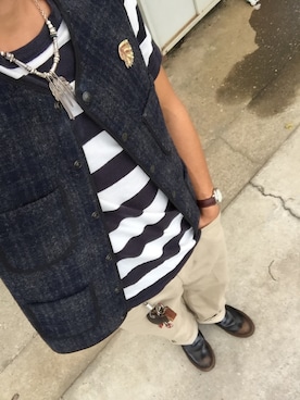 「SCHOTT」｜「アイテム（腕時計）」を使った、KAZUKI YAMADAさん（メンズ・178cm）の秋コーディネート