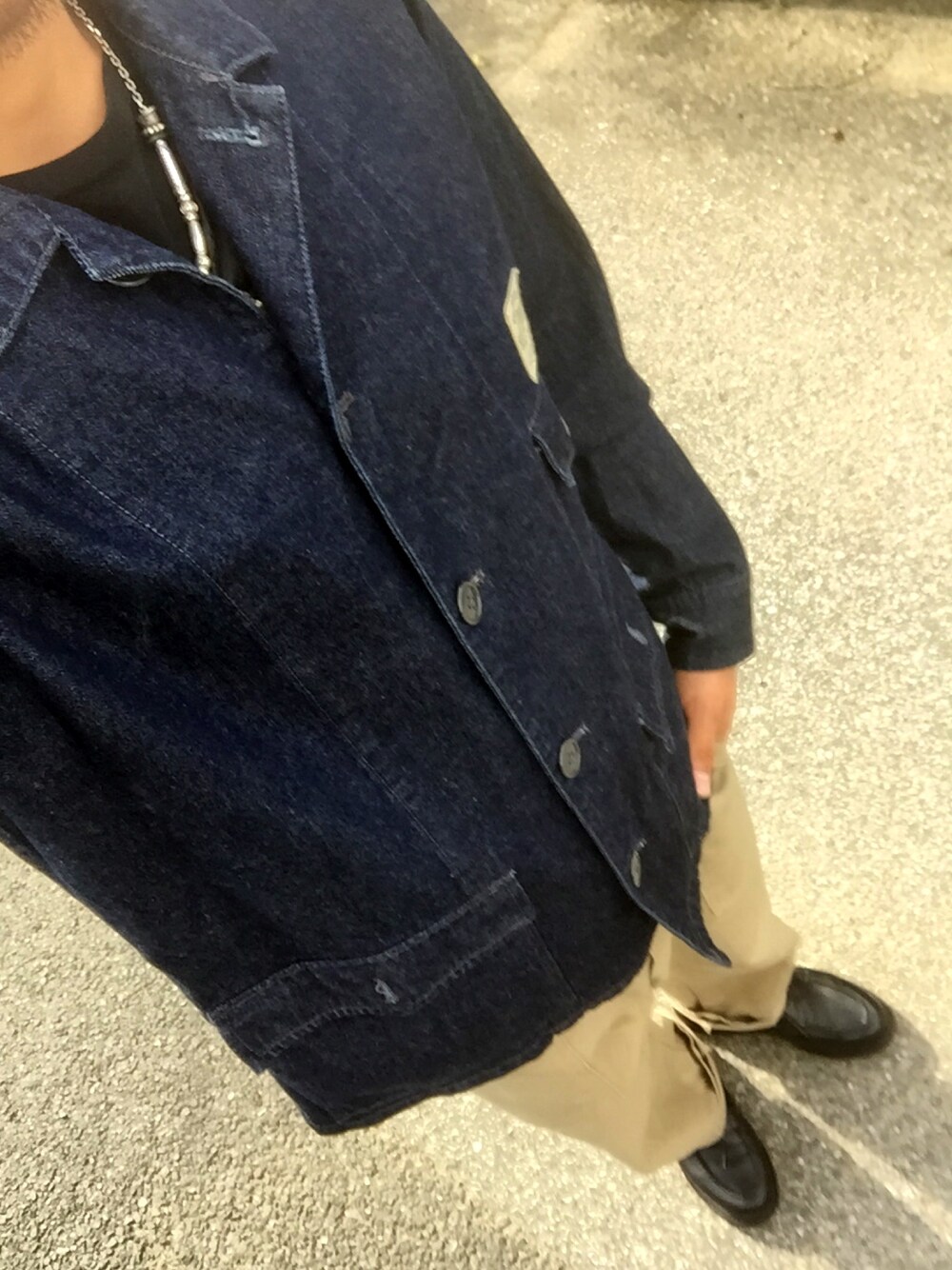 「アメカジ、SCHOTT、used、古着、vintage、ヴィンテージ、Paraboot、chambord」｜「LARRY SMITHのアイテム（ネックレス、その他）」を使った、KAZUKI YAMADAさん（メンズ・178cm）の秋コーディネートの1枚目の写真