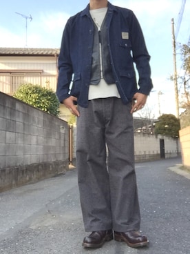 「SCHOTT」｜「アイテム（カバーオール）」を使った、KAZUKI YAMADAさん（メンズ・178cm）の春コーディネート
