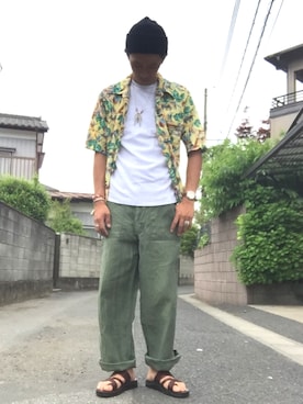 「Ahe'hee（アヘヘ）のアイテム」を使った、KAZUKI YAMADAさん（メンズ・178cm）の春コーディネート