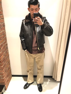 「タッセルローファー」｜「アイテム（ライダースジャケット）」を使った、KAZUKI YAMADAさん（メンズ・178cm）の冬コーディネート