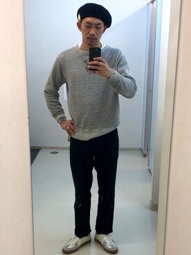 「ジャーマントレーナー」｜「アイテム（ハンチング/ベレー帽）」を使った、KAZUKI YAMADAさん（メンズ・178cm）の冬コーディネート