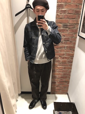「タッセルローファー」｜「アイテム（ハンチング/ベレー帽）」を使った、KAZUKI YAMADAさん（メンズ・178cm）の冬コーディネート