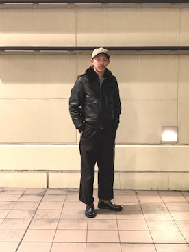 「スタッフセンバツ」｜「アイテム（ライダースジャケット）」を使った、KAZUKI YAMADAさん（メンズ・178cm）の冬コーディネート