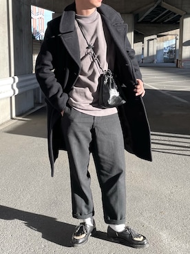 「パラブーツ」｜「アイテム（スウェット）」を使った、KAZUKI YAMADAさん（メンズ・178cm）の冬コーディネート