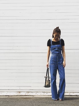 「MOUSSY（マウジー）のアイテム（サロペット/オーバーオール）」を使った、ayano  hishikiさん（レディース・163cm）の夏コーディネート