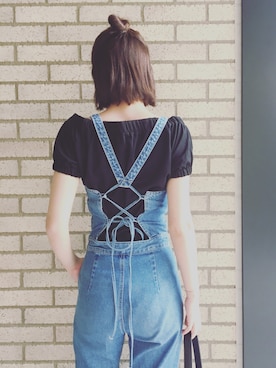 「MOUSSY（マウジー）のアイテム（サロペット/オーバーオール）」を使った、ayano  hishikiさん（レディース・163cm）の夏コーディネート