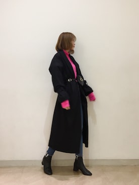 「SPIRALGIRL（スパイラルガール）のアイテム（チェスターコート）」を使った、ayano  hishikiさん（レディース・163cm）の冬コーディネート