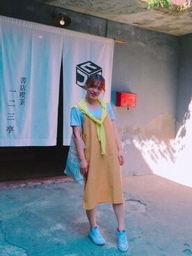 「NET（ネット）のアイテム（ノーカラージャケット）」を使った、Camille.Luさん（レディース・157cm）の春コーディネート