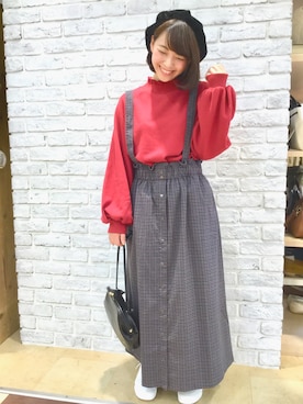 「秋色コーデ」｜「アイテム（ハンチング/ベレー帽）」を使った、kayoさん（レディース・153cm）の秋コーディネート