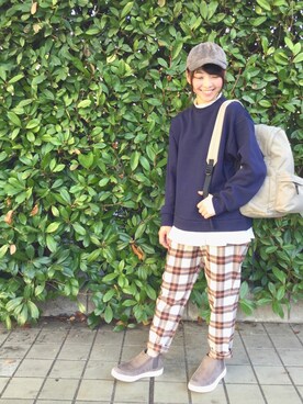 「襟付きトップス」｜「アイテム（キャップ）」を使った、kayoさん（レディース・153cm）の冬コーディネート