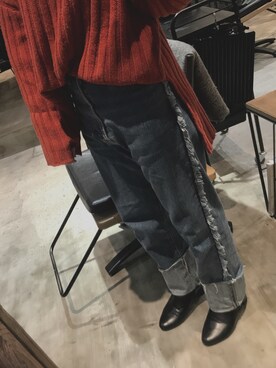 「ゆるニット」｜「アイテム（ブーティ）」を使った、nappiさん（レディース・158cm）の冬コーディネート