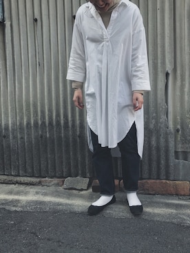 「美容師」｜「アイテム（シャツワンピース）」を使った、nappiさん（レディース・158cm）の春コーディネート