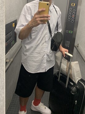 「MONKEY TIME（モンキータイム）のアイテム（シャツ/ブラウス、ブルー系）」を使った、kairiさん（メンズ・175cm）の夏コーディネート