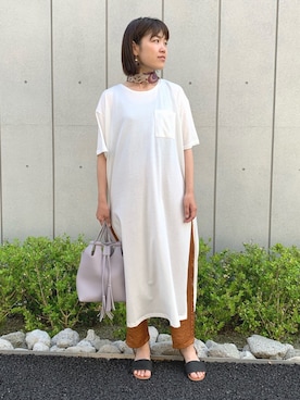 「Factor=（ファクターイコール）のアイテム（バッグ）」を使った、Nakamuraさん（レディース・156cm）の春コーディネート