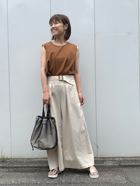 「Factor=（ファクターイコール）のアイテム（バッグ）」を使った、Nakamuraさん（レディース・156cm）の夏コーディネート