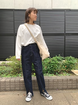 「Factor=（ファクターイコール）のアイテム（パンツ）」を使った、Nakamuraさん（レディース・156cm）の秋コーディネート