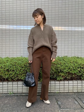 「Factor=（ファクターイコール）のアイテム（パンツ）」を使った、Nakamuraさん（レディース・156cm）の秋コーディネート