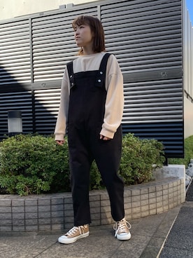 「Factor=（ファクターイコール）のアイテム（オールインワン・サロペット）」を使った、Nakamuraさん（レディース・156cm）の秋コーディネート