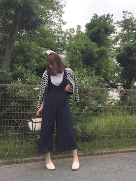 「スリッパ」｜「アイテム（オールインワン・サロペット）」を使った、kaorinnさん（レディース・158cm）の夏コーディネート