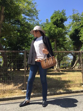 「バブーシュ」｜「アイテム（ノーカラージャケット）」を使った、kaorinnさん（レディース・158cm）の夏コーディネート