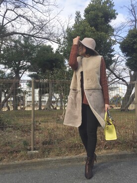 「DONOBAN（ドノバン）のアイテム（ハット）」を使った、kaorinnさん（レディース・158cm）の冬コーディネート